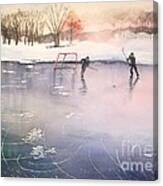 Playing On Ice Canvas Print
