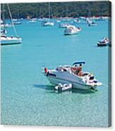 Pleasure Boats Moored In Turquoise Canvas Print