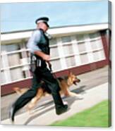 Police Dog Chase Canvas Print