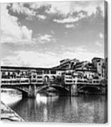 Ponte Vecchio At Florence Italy Bw Canvas Print