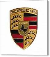 Porsche - Emblem White Canvas Print