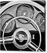 Porsche Steering Wheel Emblem -0444bw Canvas Print