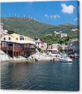 Port With Town At The Waterfront Canvas Print