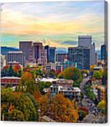 Portland Downtown Cityscape In The Fall Canvas Print