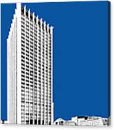 Portland Skyline Wells Fargo Building - Royal Blue Canvas Print