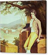 Portrait Of Colonel David La Touche Of Marcey With The Amphitheatre Of Taormina And Etna Behind Canvas Print
