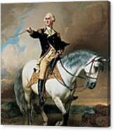 Portrait Of George Washington Taking The Salute At Trenton Canvas Print