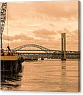 Portsmouth Harbor With Bridges Canvas Print