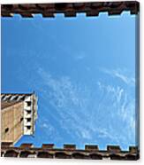 Postage Stamp With The Torre Del Mangia Canvas Print