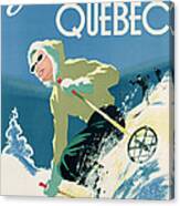Poster Advertising Skiing Holidays In The Province Of Quebec Canvas Print