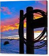 Prairie Fence Sunset Canvas Print