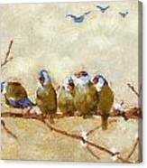 Pretty Birds All In A Row Canvas Print