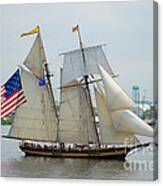 Pride Of Baltimore Ii Passing By Fort Mchenry Canvas Print