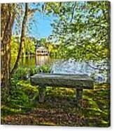 Quogue Wildlife Refuge Stone Bench Canvas Print