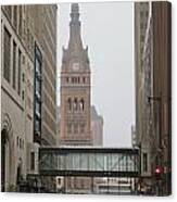 Rain City Hall And Bus Canvas Print