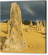 Rainbow And Limestone Pinnacles Nambung Canvas Print