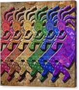 Rainbow Kokopellis Canvas Print
