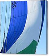 Raising The Blue And Green Sail Canvas Print