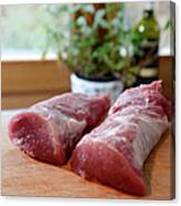 Raw Pork Fillet On Table Canvas Print