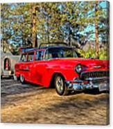 Red '55 Chevy Wagon Canvas Print