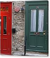 Red And Green Doors Of Quebec Canvas Print