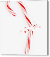 Red And White Broken Candy Cane, Studio Canvas Print