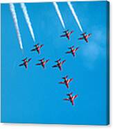 Red Arrows Airshow - Aircrafts Flying In Formation Canvas Print