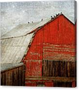 Red Barn And First Snow Canvas Print