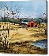 Red Barn In The Fall Canvas Print