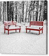 Red Benches Canvas Print