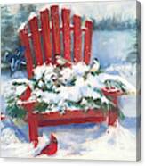 Red Chair In Winter Canvas Print