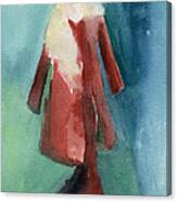 Red Coat And Long Dress - Watercolor Fashion Illustration Canvas Print