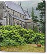 Red Deer And Church Canvas Print