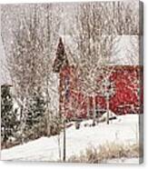 Red House In A Snowstorm Canvas Print