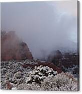 Red Rock Fog Snow Sedona Arizona Canvas Print