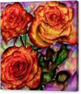 Red Roses In Water - Silk Edition Canvas Print