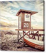 Retro Newport Beach Lifeguard Tower 20 Picture Canvas Print