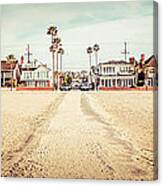 Retro Newport Beach Panorama At 11th Street And Balboa Canvas Print