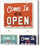 Retro Open Business Signs Canvas Print