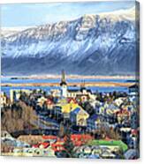 Reykjavik Cityscape In Iceland Canvas Print