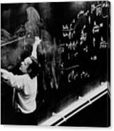 Famous Physicist at Chalkboard Canvas Print