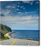 Right By The Saint Lawrence River, A Look At Beautiful Quebec Route 132, Near Cap-au Renard (la Martre) In Haute-gaspésie, Situated In The Eastern Part Of The Canadian Province. Canvas Print