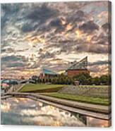 Riverfront Pier Sunrise Canvas Print