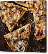 Roasted Mushroom, Garlic And Red Onion Thin Crust Pizza Canvas Print
