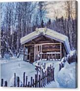 Robert Service Cabin Winter Idyll Canvas Print
