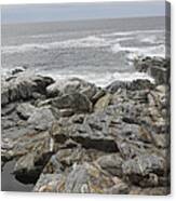 Rocks And Waves On Monhegan Canvas Print