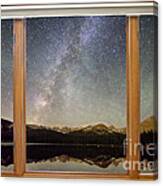Rocky Mountains Milky Way Sky Classic Window View Canvas Print