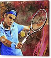 Roger Federer Backhand Art Canvas Print