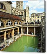 Roman Bath And Bath Abbey Canvas Print