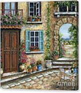 Romantic Tuscan Courtyard Canvas Print